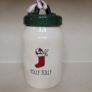 Brand new Rae Dunn HOLLY JOLLY Canister!